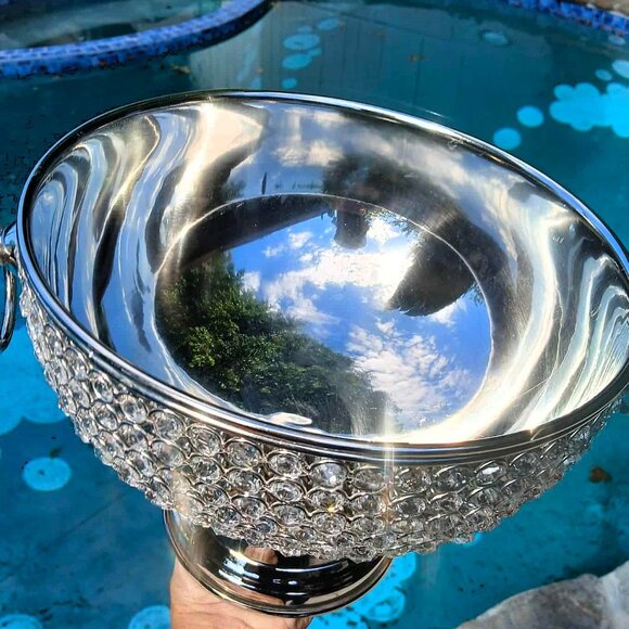 Cynthia Rowley Glass Rhinestone Crystallized Bling Champagne Ice Bucket - Picture 8 of 12